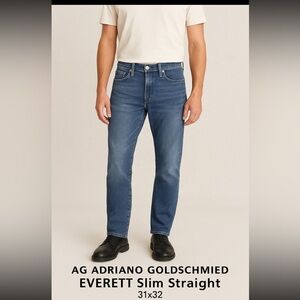 AG Adriano Goldschmied Everett Slim Straight Men’s Jeans 31x32 Blue Denim